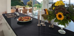 Interior of a modern villa, counter top of the kitchen